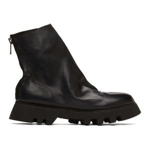 GUIDI Black Leather Ankle Boot